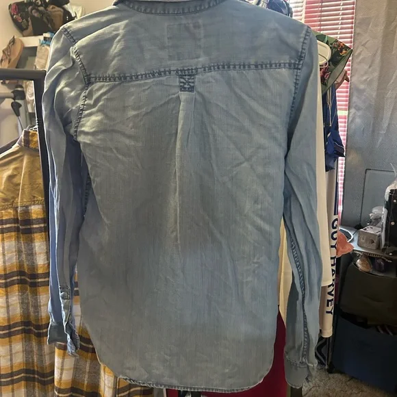 Light Blue AEO Button-Up Shirt - Picture 3 of 5